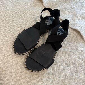 Sorel Black Leather Sandals 8.5